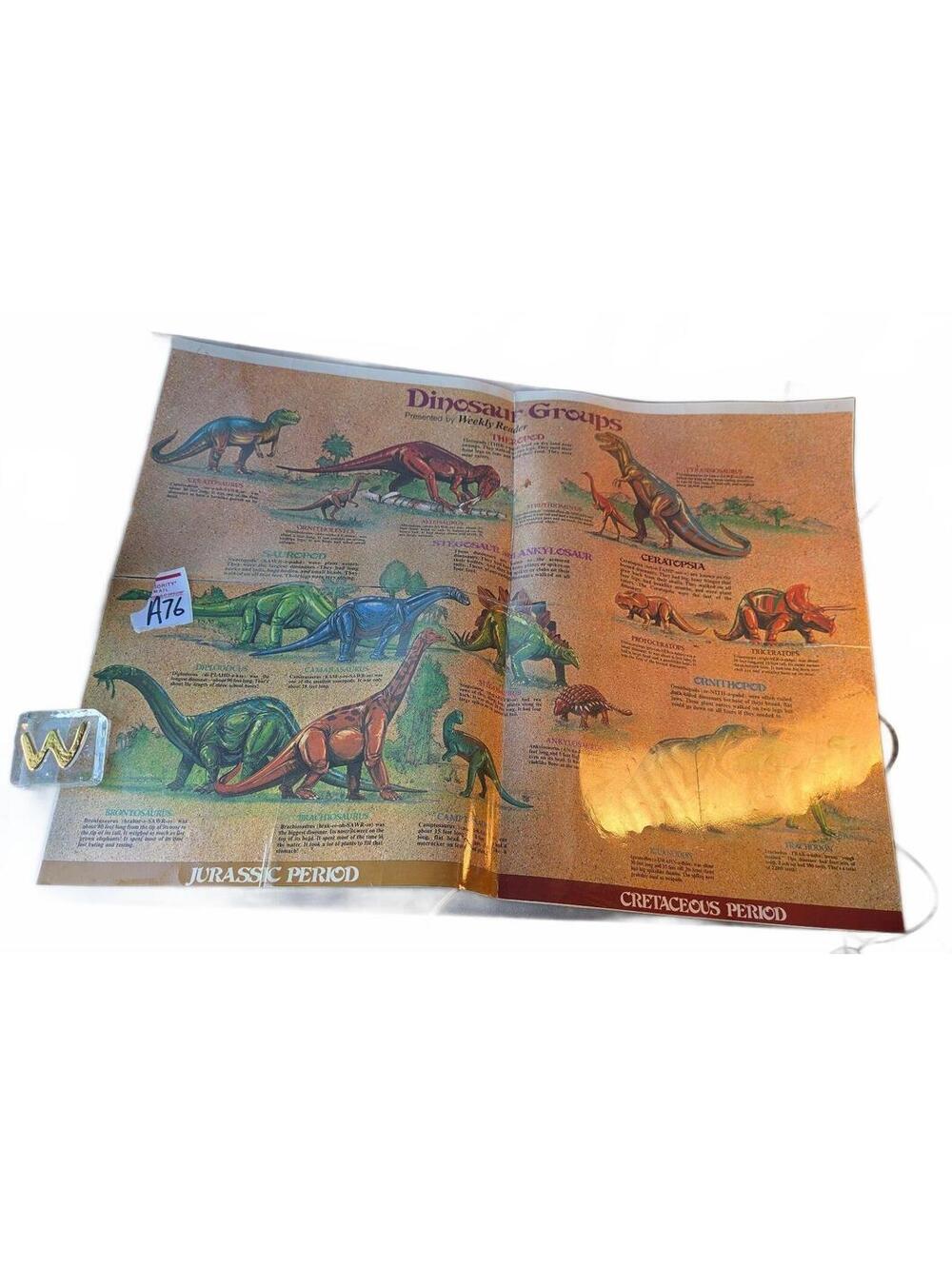 Weekly Reader Double Sided Dinosaur & Nature Classroom Poster | Vintage - 1970s
